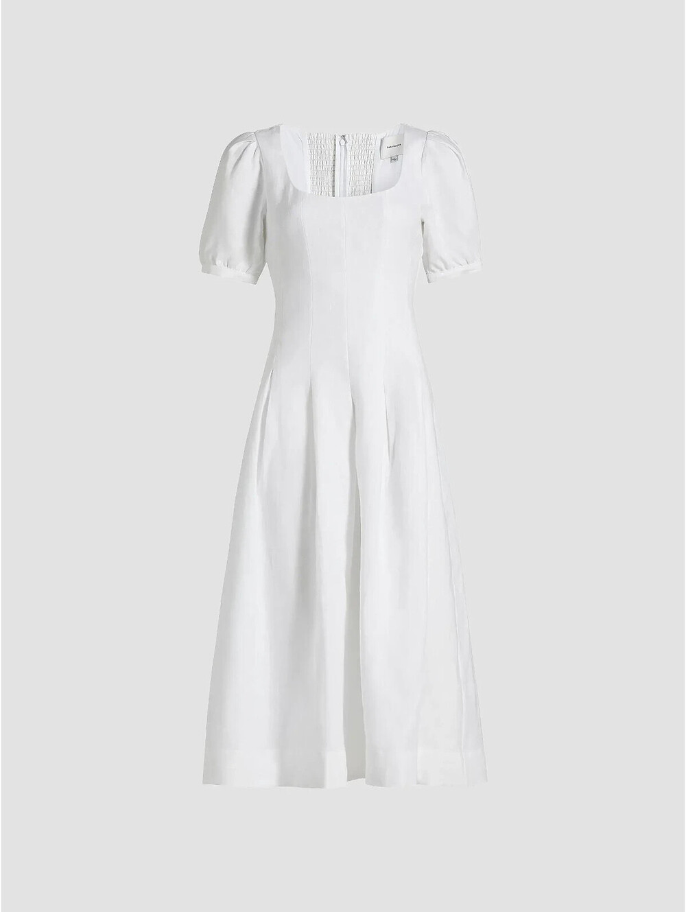 NEW, REFORMATION Coucou Pleated Linen Midi-Dress in White Sz 8 #MD2526